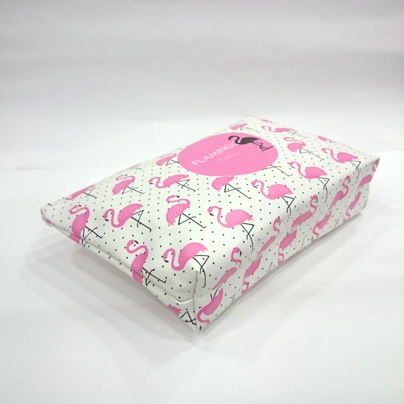 Flamingo Print Cosmetic/Travel Bag in White Color - BestP : Best Product at Best Price