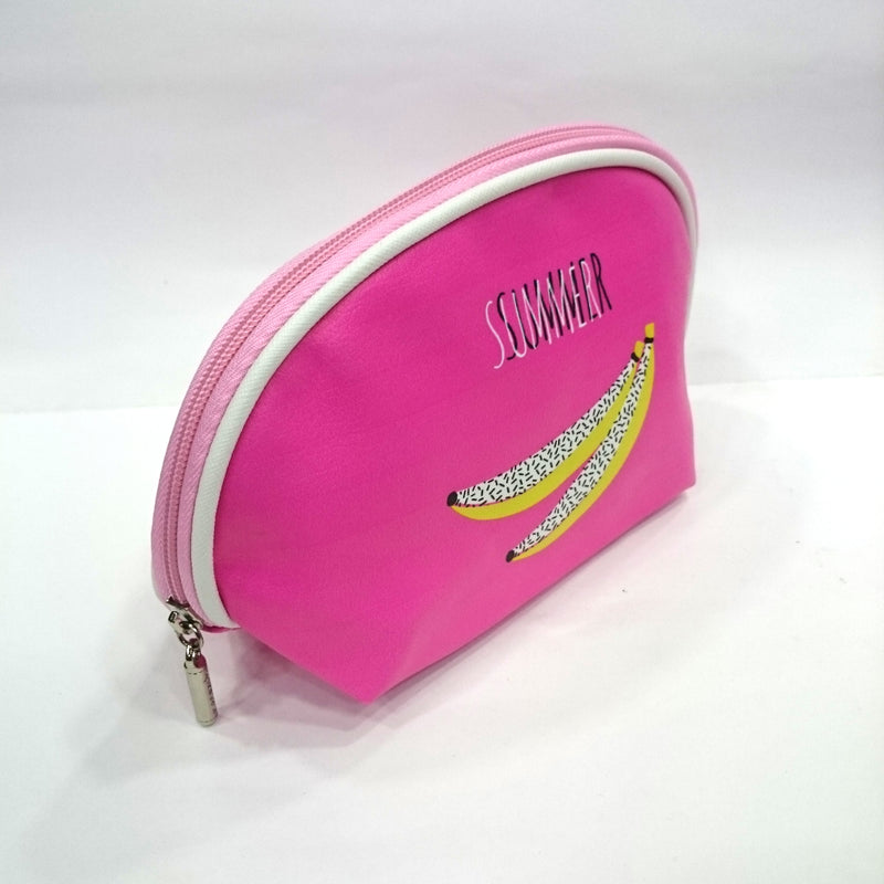 Banana Print Cosmetic/Travel Pouch in Dark Pink Color - BestP : Best Product at Best Price