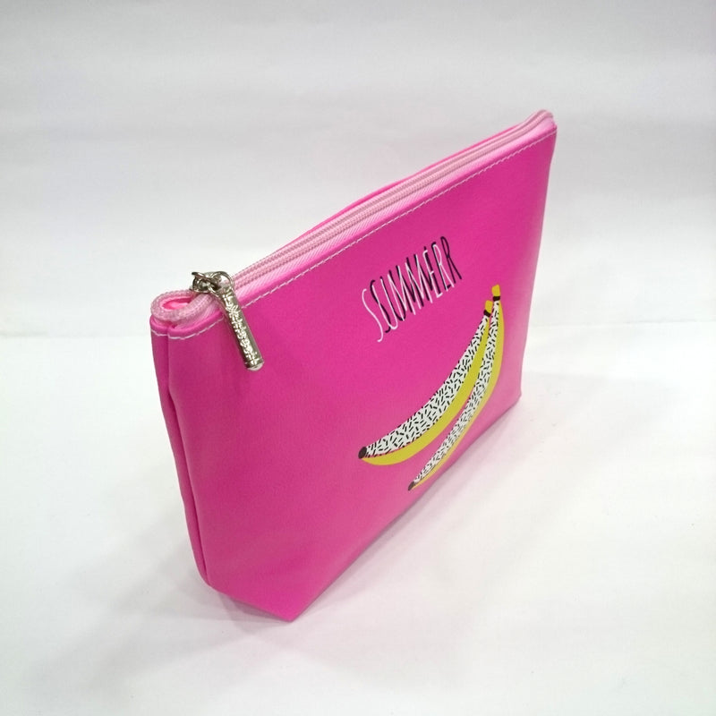 Banana Print Cosmetic/Travel Pouch in Dark Pink Color - BestP : Best Product at Best Price