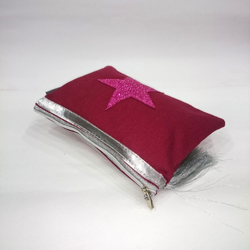 Pink Star Cosmetic/Travel Pouch in Red Color - BestP : Best Product at Best Price