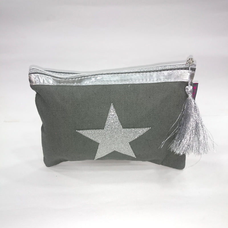 Silver Star Cosmetic/Travel Pouch in Grey Color - BestP : Best Product at Best Price
