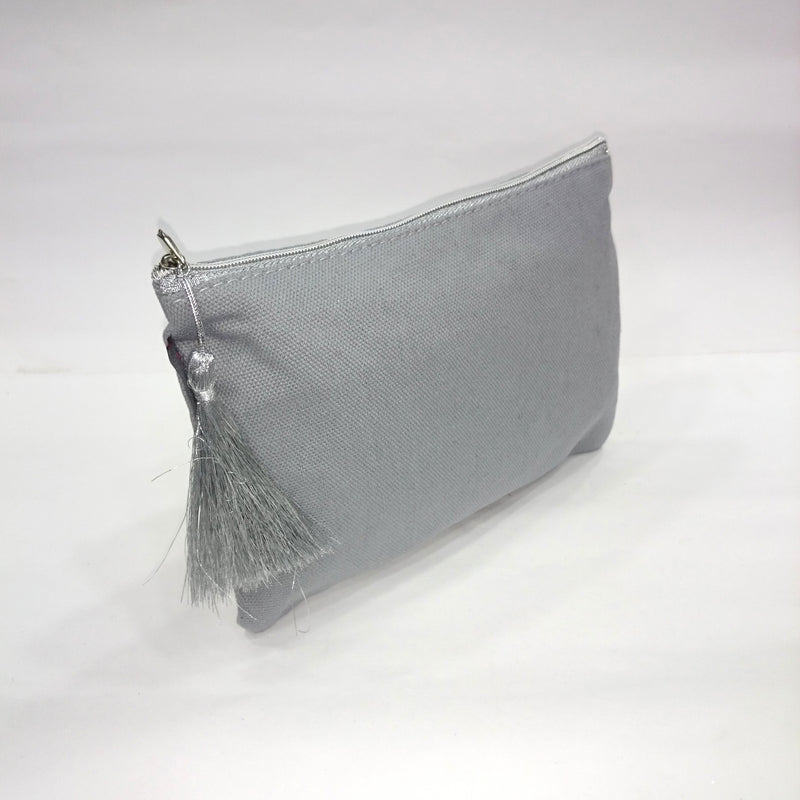 Solid Cosmetic/Travel Pouch in Light Grey Color - BestP : Best Product at Best Price