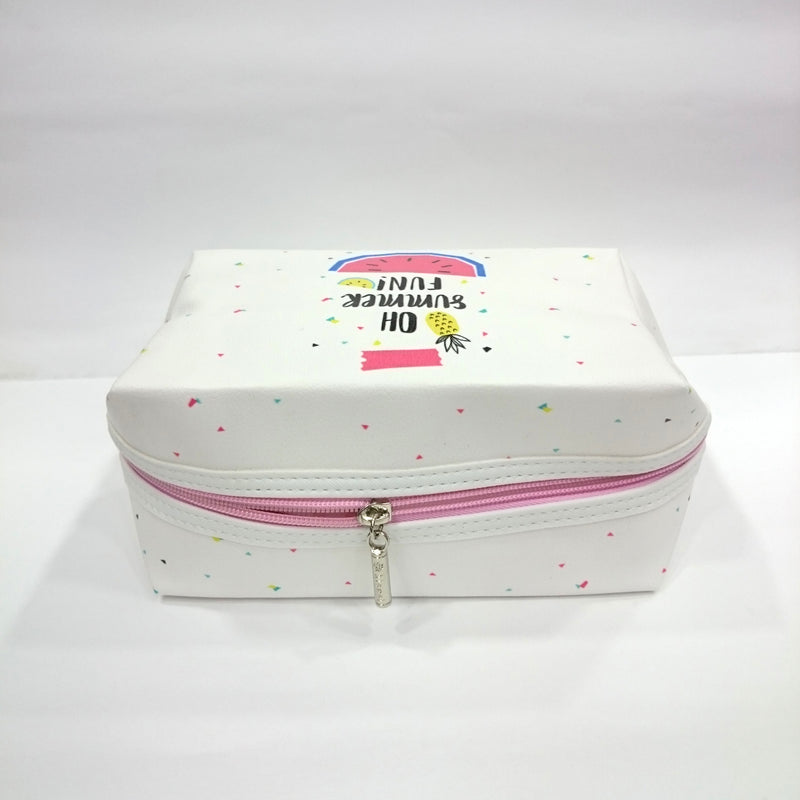 Summer Fun Print Cosmetic/Travel Pouch in White Color - BestP : Best Product at Best Price