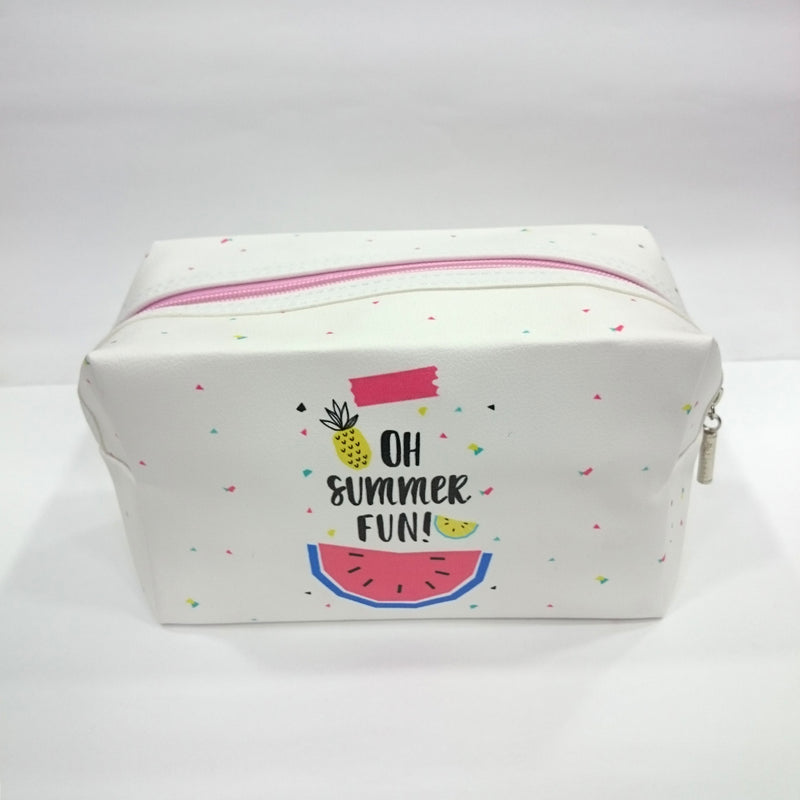 Summer Fun Print Cosmetic/Travel Pouch in White Color - BestP : Best Product at Best Price