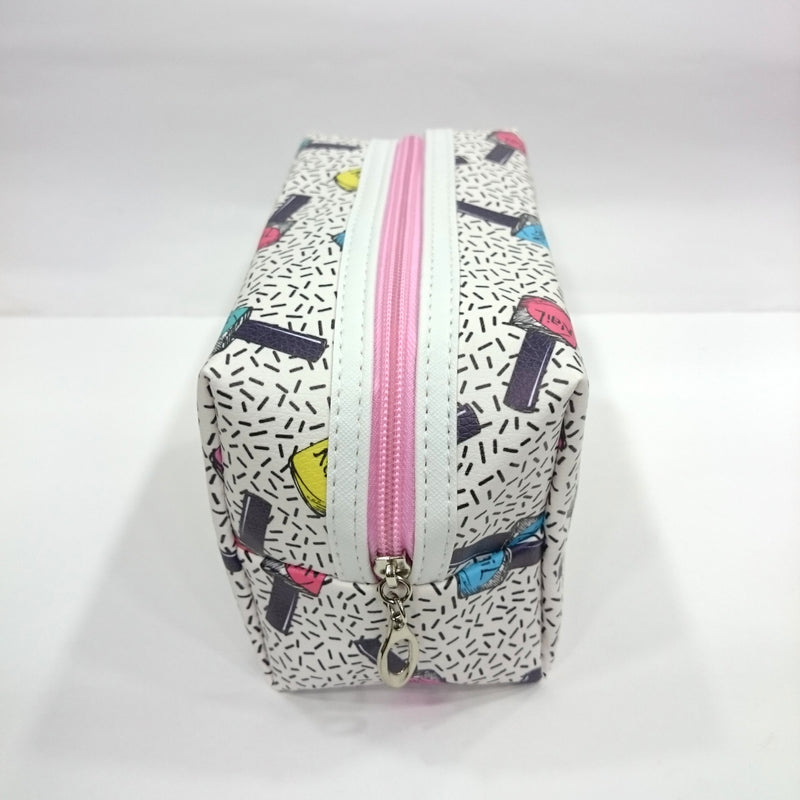 Beautiful Print Cosmetic/Travel Pouch in White Color - BestP : Best Product at Best Price