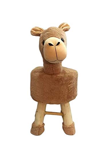 Wooden Alpaca Stool for Kids (Brown color )| with Removable Fabric Cover (13"/35cm)