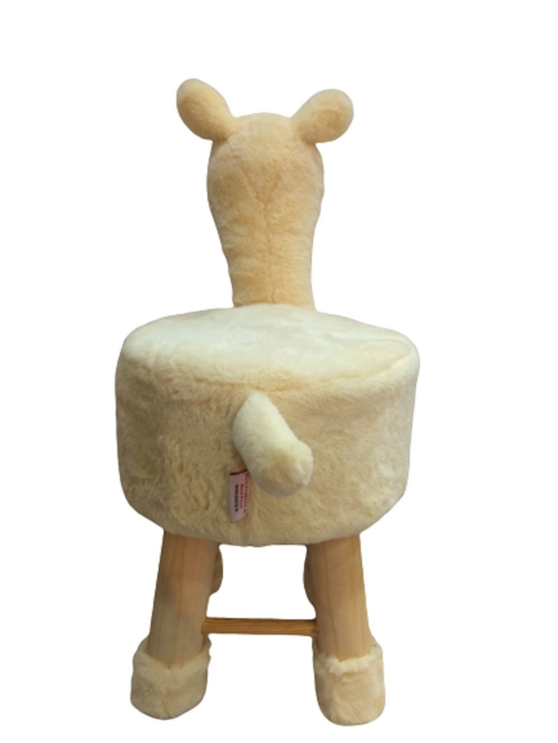 Wooden Alpaca Stool for Kids (offwhite color )| with Removable Fabric Cover (16"/42cm)…