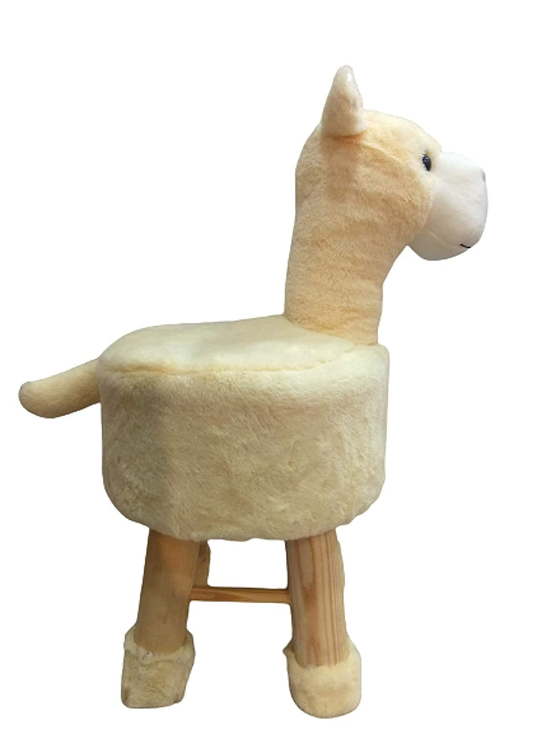 Wooden Alpaca Stool for Kids (offwhite color )| with Removable Fabric Cover (13"/35cm)