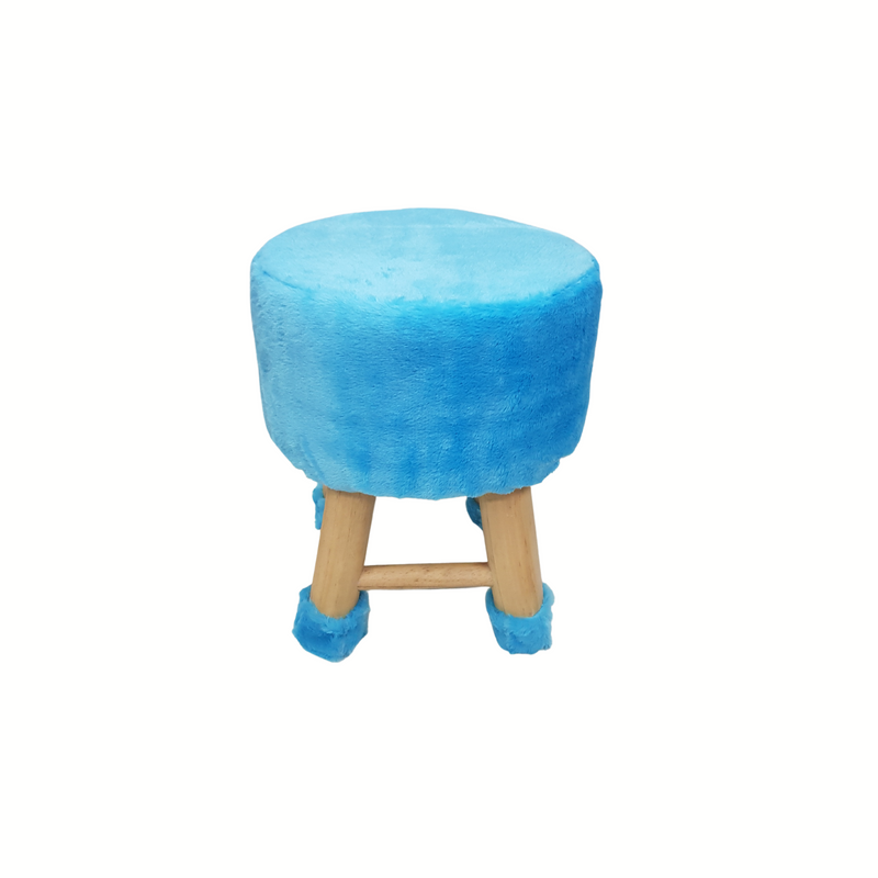 BestP Wooden Stool for Kids (Blue color)| with Removable Fabric Cover (16"/42cm)
