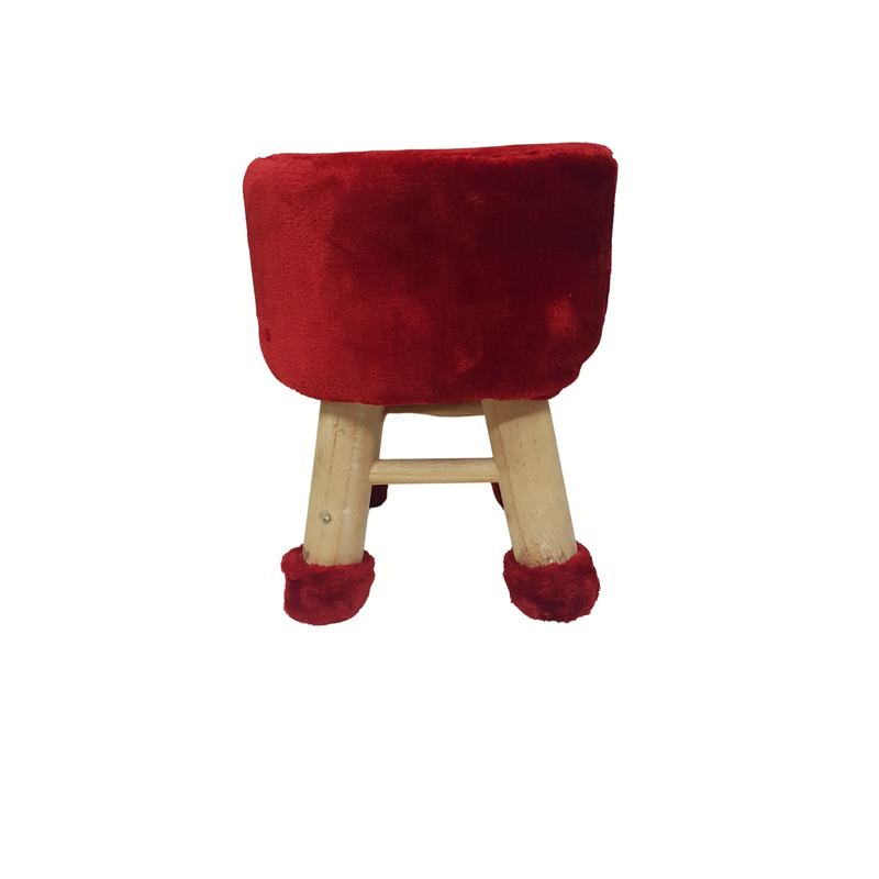 BestP Wooden Stool for Kids (Red color)| with Removable Fabric Cover (16"/42cm)