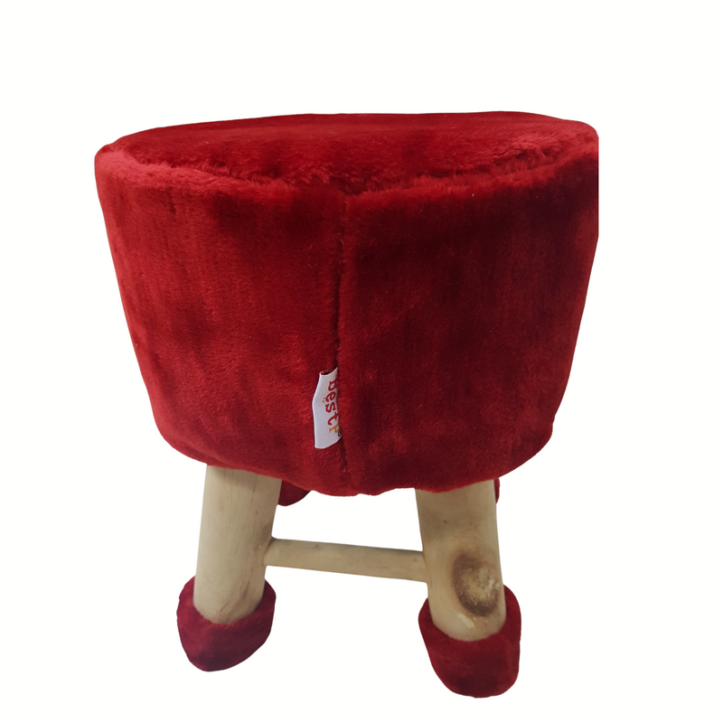 BestP Wooden Stool for Kids (Red color)| with Removable Fabric Cover (13"/35cm)