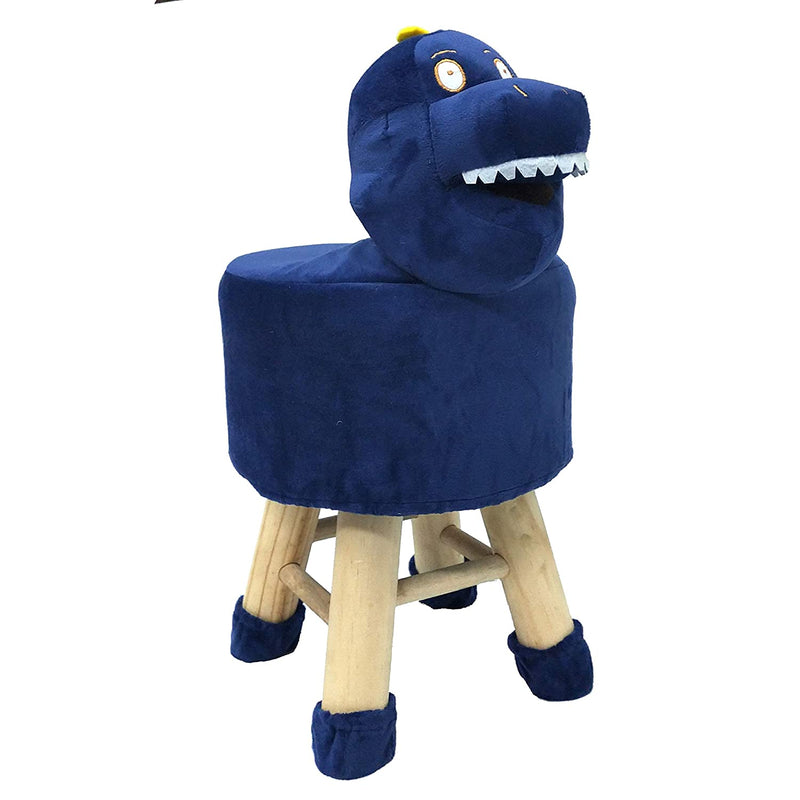 Wooden Animal Stool for Kids (Dinosaur)| With Removable Soft Fabric Cover | (Blue) 42 CM
