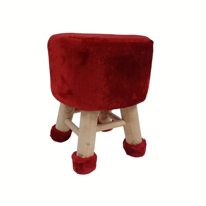BestP Wooden Stool for Kids (Red color)| with Removable Fabric Cover (16"/42cm)