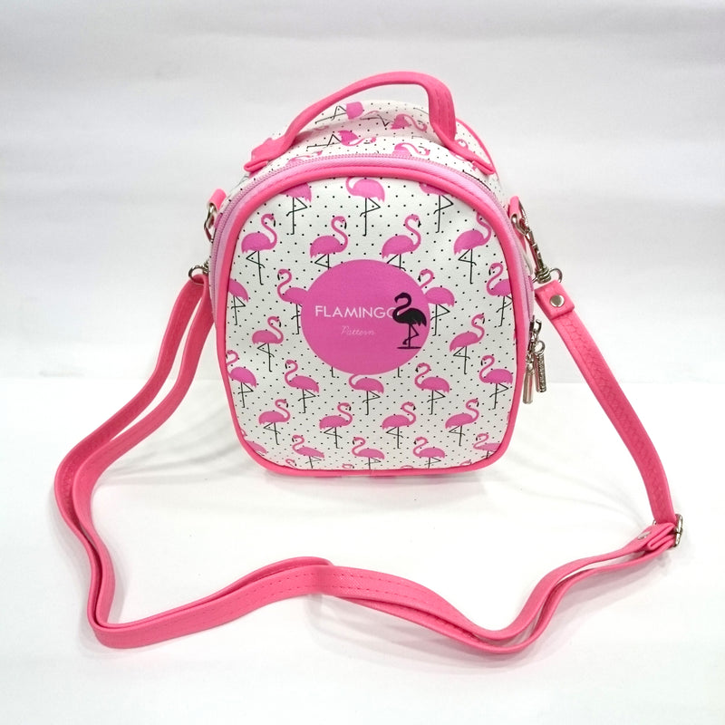 Flamingo Print Sling Bag in White Color | Cosmetic/Travel Bag - BestP : Best Product at Best Price