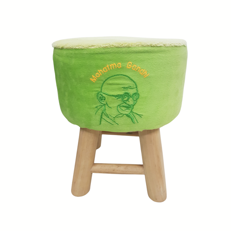 BestP Wooden Stool Embroidery Design for Kids (Green Color)| with Removable Soft Fabric Cover (13"/35cm)
