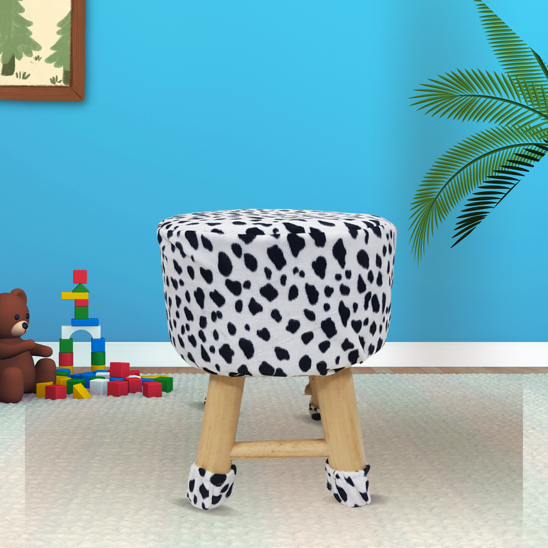 BestP Wooden Stool for Kids (Cow Design )| with Removable Fabric Cover (16"/42cm)