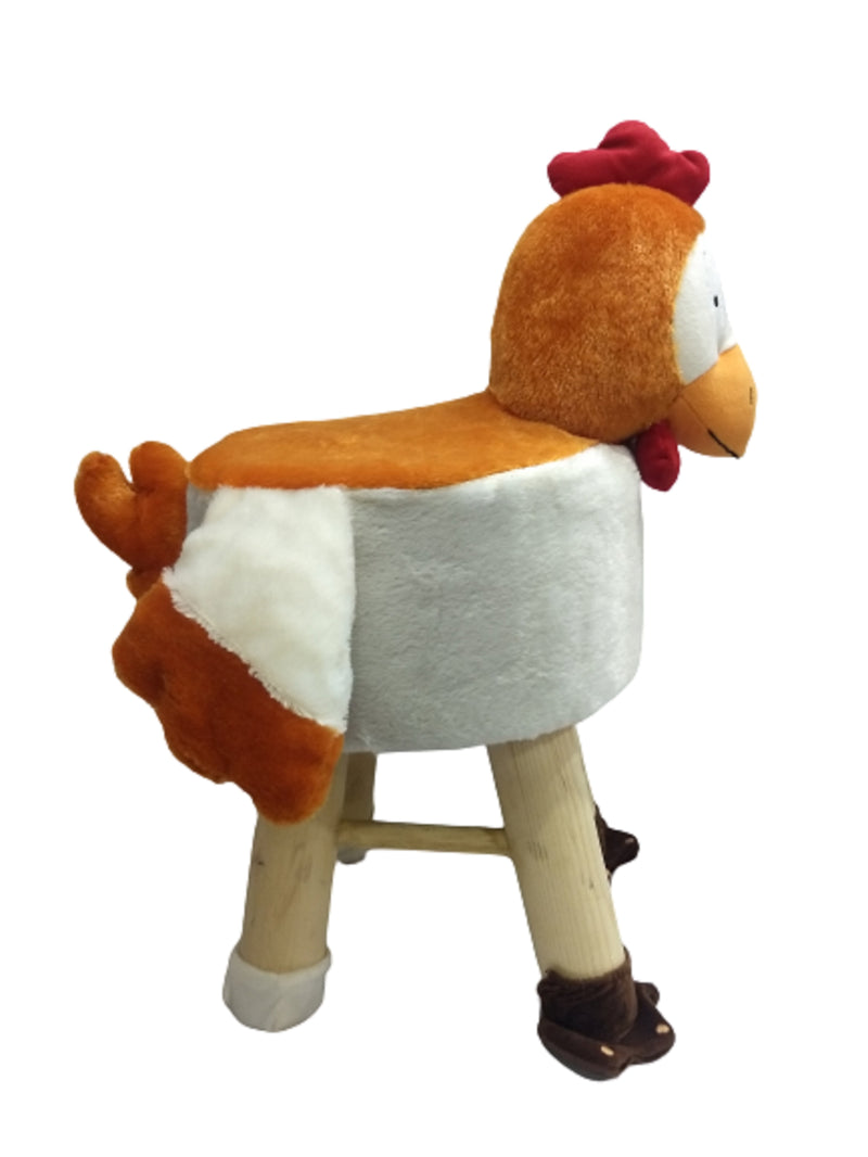 Wooden Bird Stool for Kids (Hen) | Round High Neck | With Removable Soft Fabric Cover | (Brown) 42 CM