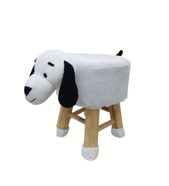 BestP Wooden Animal Stool for Kids (Dog in White color)| with Removable Fabric Cover (13"/35cm)