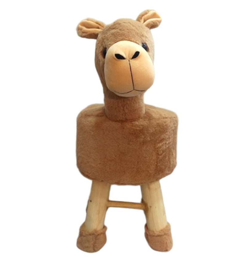 Wooden Alpaca Stool for Kids (Brown color )| with Removable Fabric Cover (16"/42cm)