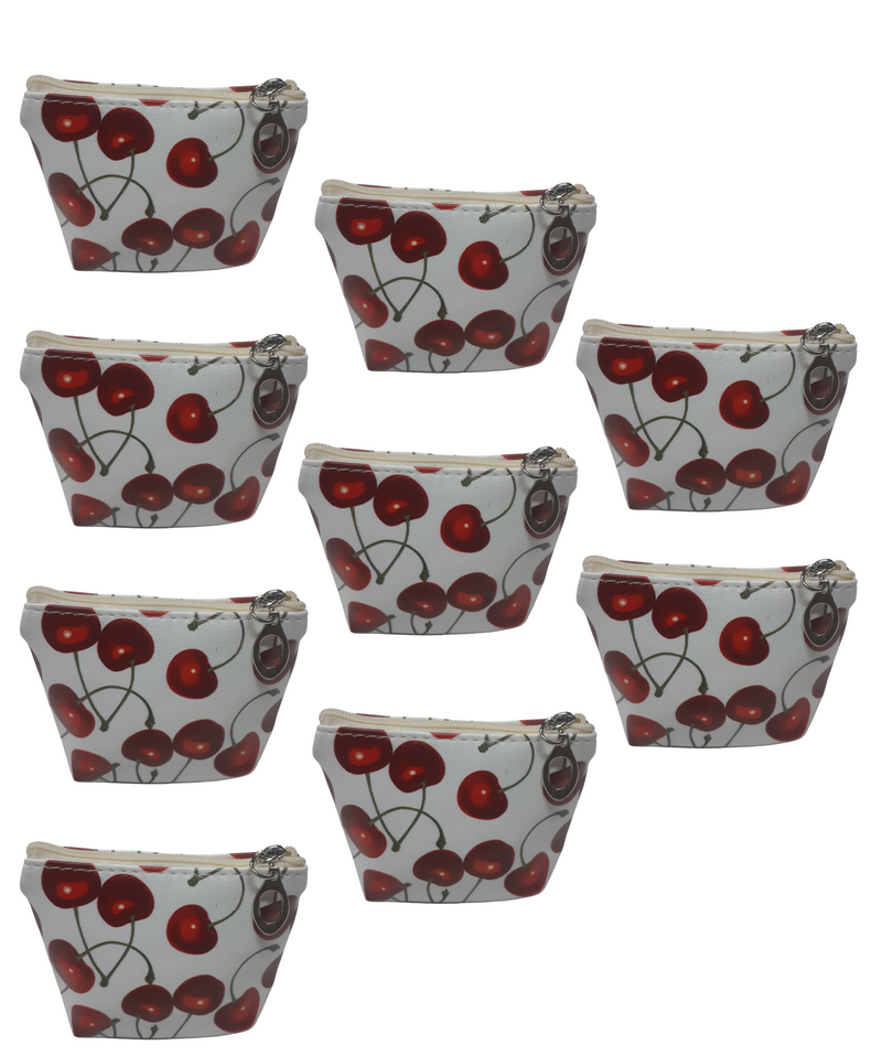 BestP Fashionable Coin Pouch for Women Man &Girls ( White ) Cherry Design Coin Pouch 9 Pcs Set