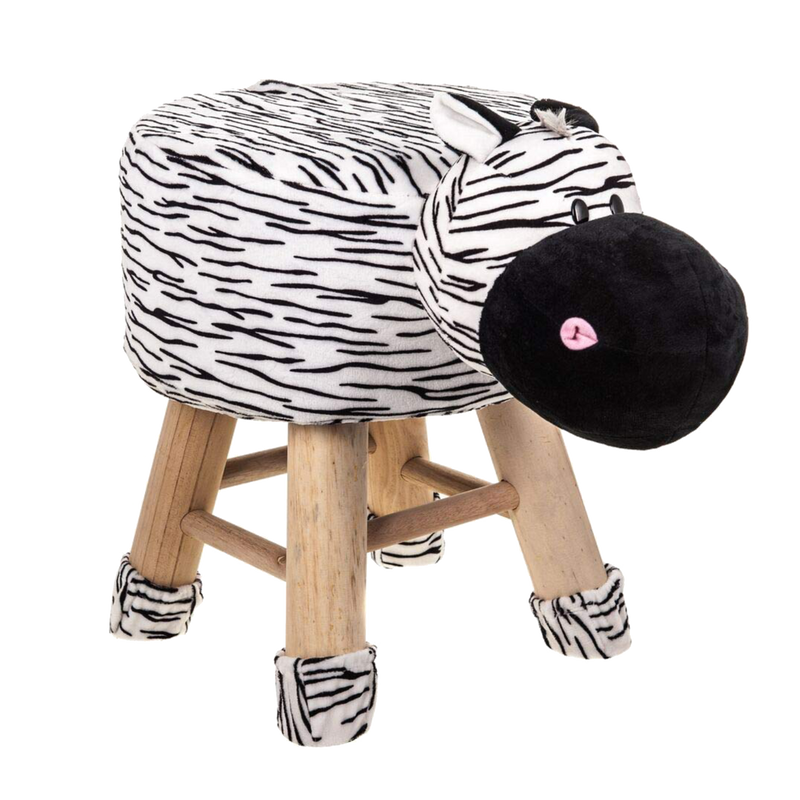 Wooden Animal Stool for Kids (Zebra)| With Removable Soft Fabric Cover (16inch/42cm)